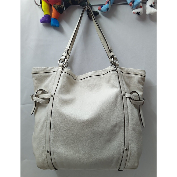 Coach Audrey White Leather Double Handle Large Tote Shoulder Bag - Picture 4 of 16